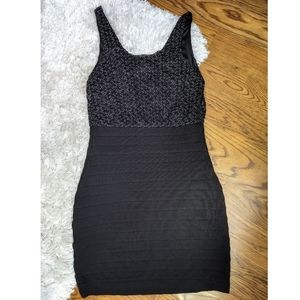 Express metallic silver black top bodycon dress